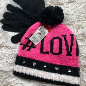 Girls beanie with gloves